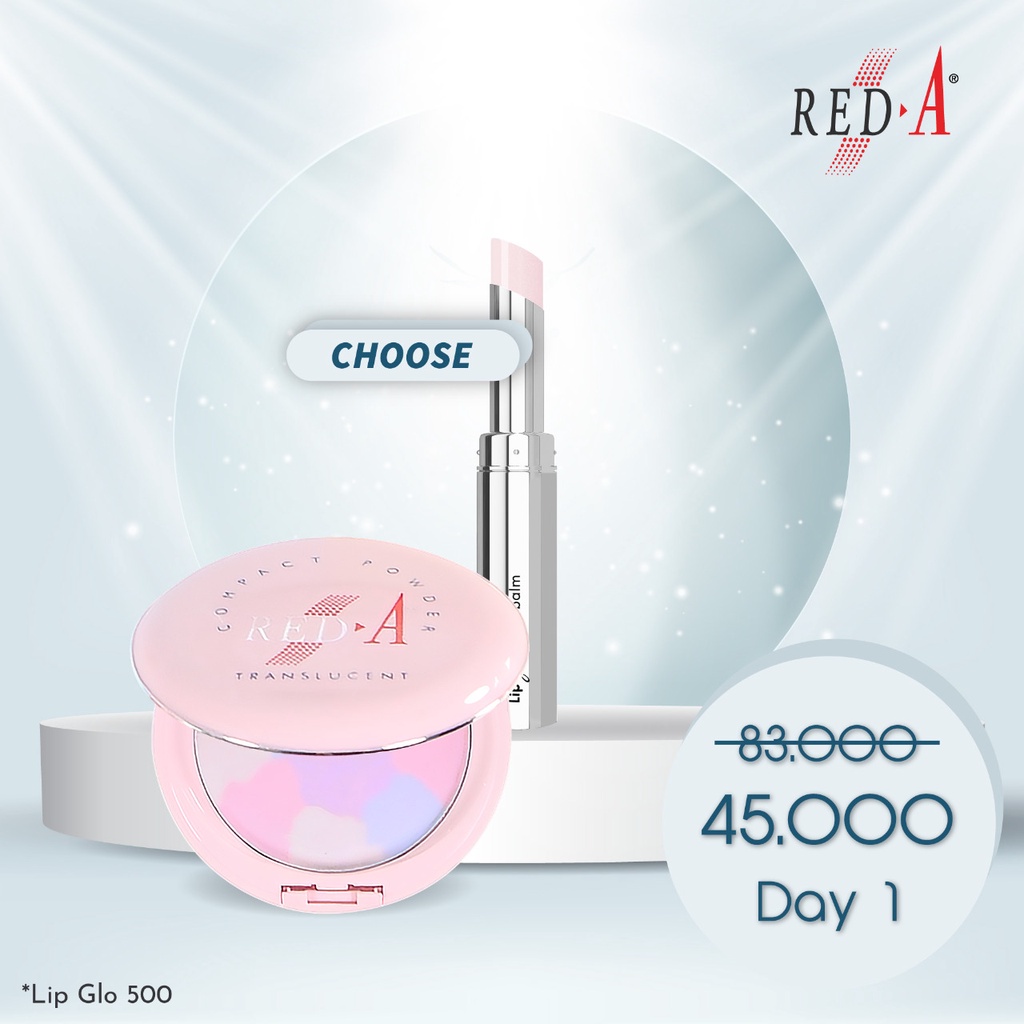 Paket Red-A Lip Glo Color Balm Compact Translucent