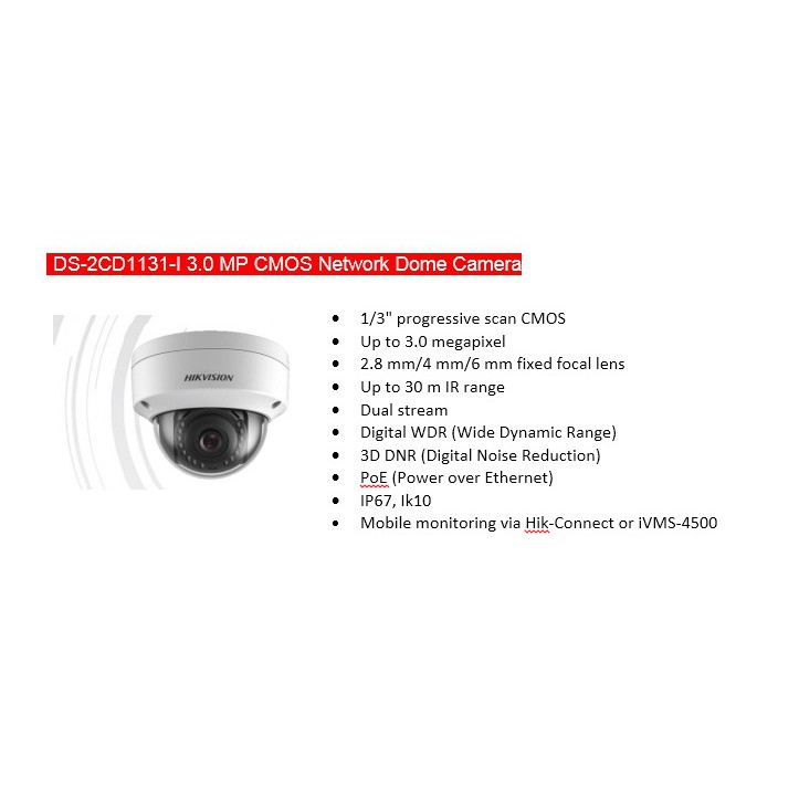 Hikvision CCTV IP 1-Serial DS-2CD1131-I Network Dome Camera
