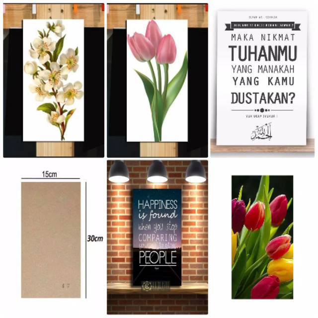 SERI TULIP Poster kayu hiasan dinding rumah