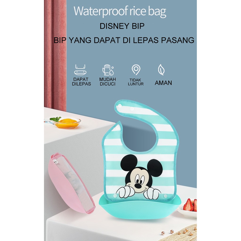 Slabber DISNEY bayi karet celemek makan bayi karet silicone baby bip anti air kombinasi ORI