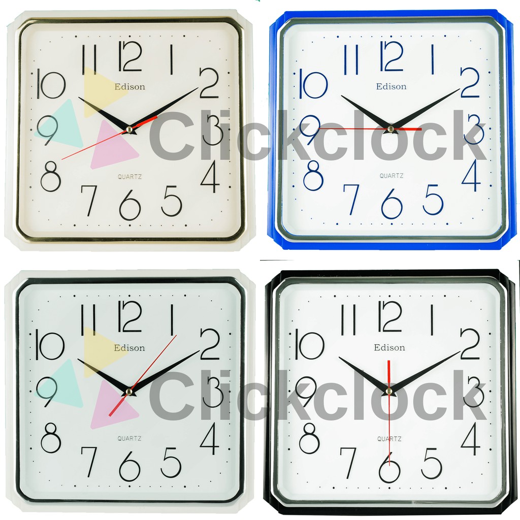 Jam Dinding Quartz Minimalis Putih Biru Ivory Hitam Edison EDW27T Besar Hiasan Kamar Unik