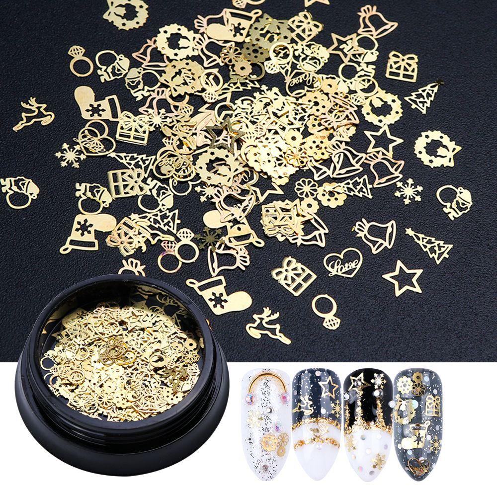 Preva Dekorasi Kuku Natal Desain Xmas Ring Bell Elk Snowflake Spangles Untuk Gel Nails Sequin