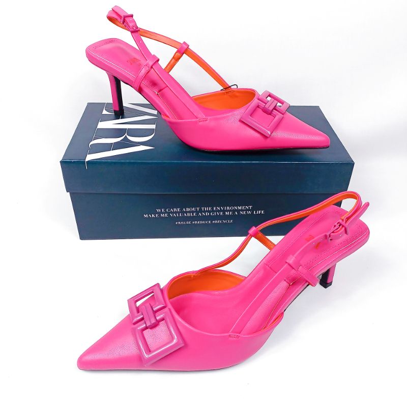 ZR Slingback Pink Heeled Sandal 33202