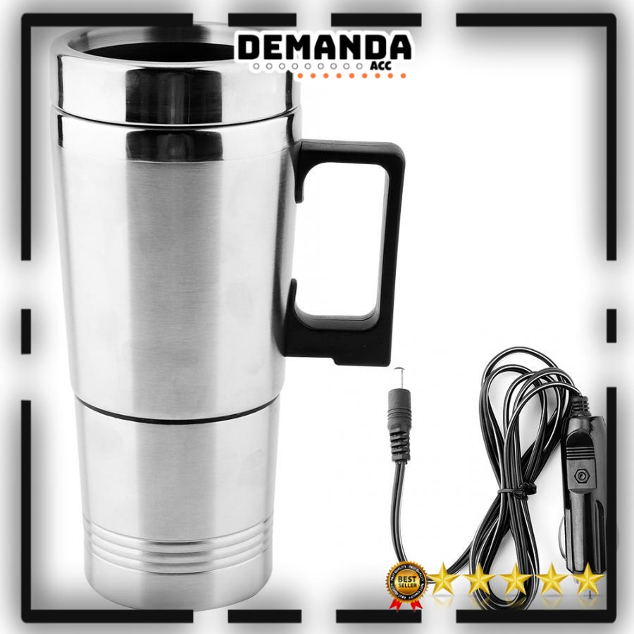 Gelas Pemanas Air kopi teh stainless steel Mobil Car Heating Cup Mug 12V ASLI thermos high Gelas Insulasi Car Kettle Stainless Steel dengan Pemanas