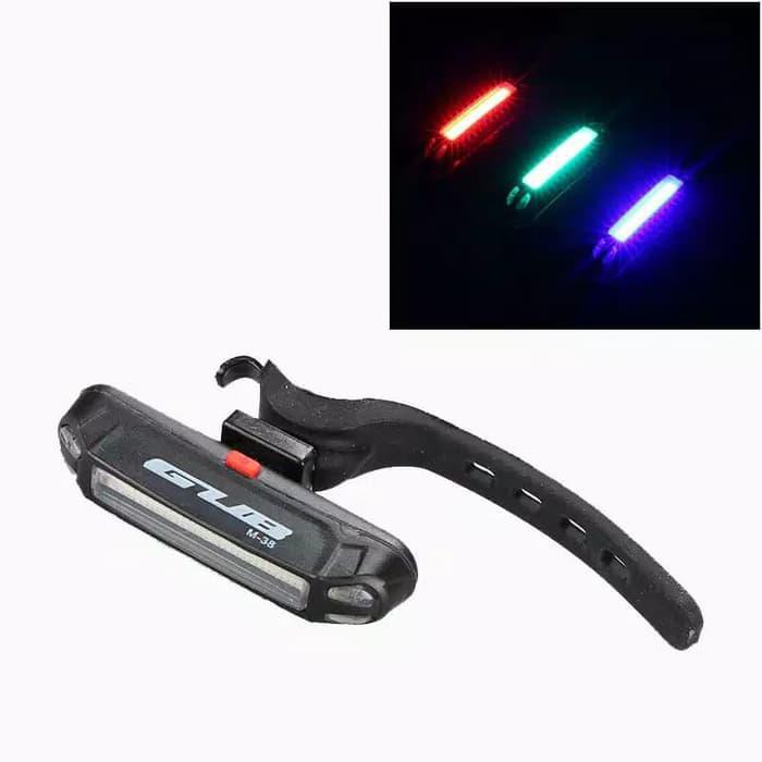 LAMPU BELAKANG LED 3 WARNA SEPEDA USB RECHARGEABLE. GUB DISKON