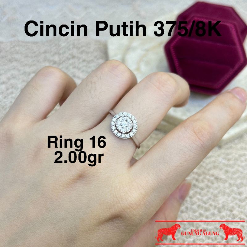 EMAS/ Cincin Emas 375/ Cincin Emas Putih Wanita/ Cincin Korea/ Cincin Mewah/ Cincin Emas 8K/ Hadiah 