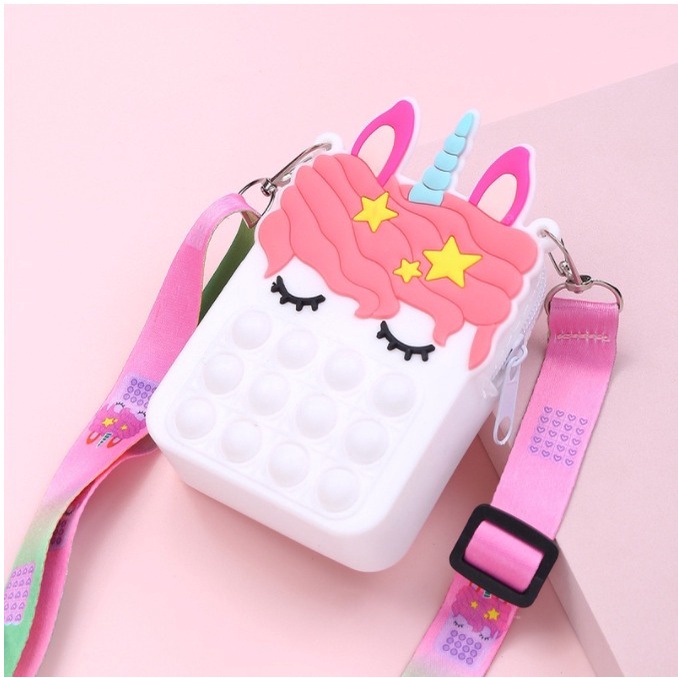 1 Harga Tas Anak Unicorn Pop It Free Lampu LED JX 777b - Tas Silicon - Tas Jelly - Tas Silicon Ramah Anak, Tas Jelly Rubber