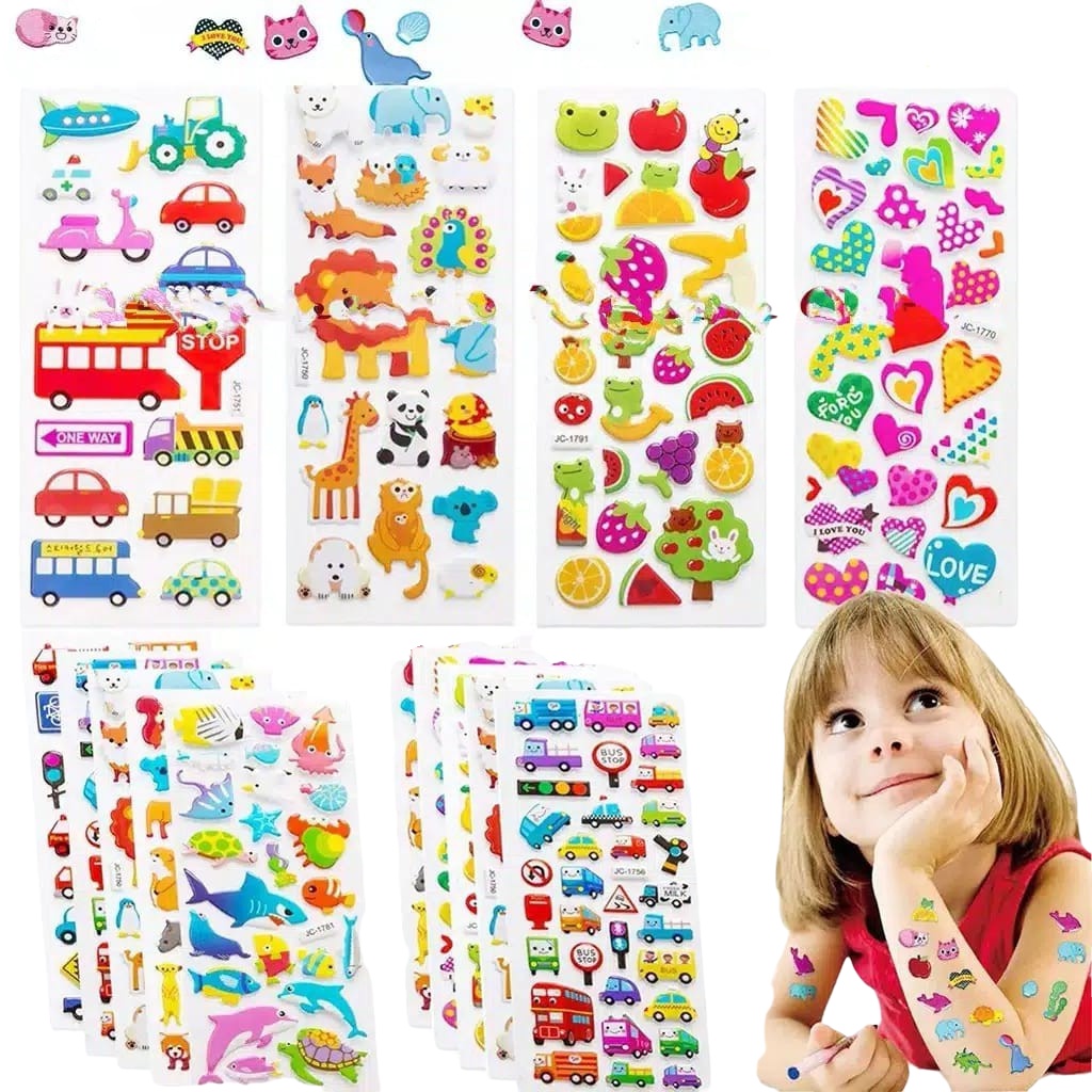 

[6 lembar] sticker timbul mainan anak / sticker lucu / mainan tempel anak