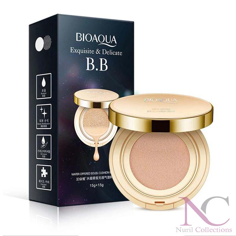 Bio Aqua BB Cream Gold 2 in 1 + Refill Original - Bioaqua Exquisite Delicated BB Cream Cushion