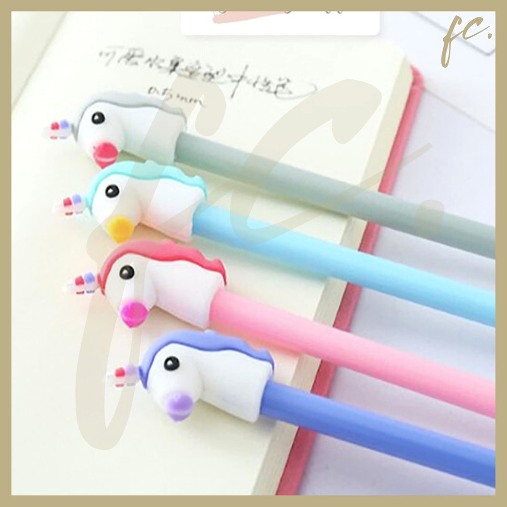 

Pen Gel Unicorn Head / Pulpen Tinta Kuda Poni / Bolpen Hitam Little Pony / Souvenir Murah Ready COD