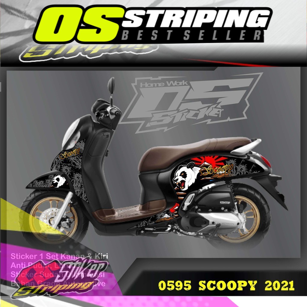 0595 Stiker Scoopy 2021 List Variasi Striping Semi Full Sticker Panda