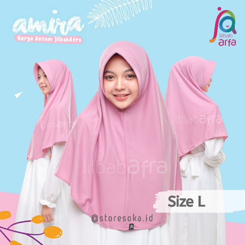 Jilbab Afra ( Jilbab Arfa ) Bergo Amira Pet Antem Size L - Jilbab Instan Bahan Kaos Adem dan Lembut