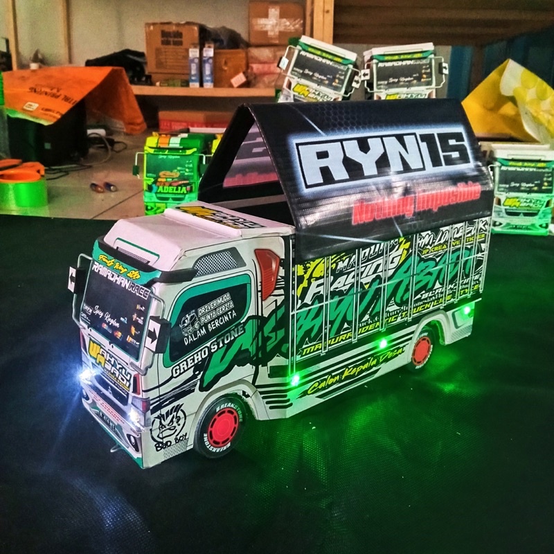 Mainan Miniatur Truk Oleng WAHYU ABADI 2 Terbaru Size P30 Full Variasi Lampu Terpal Miniatur Trek Tr