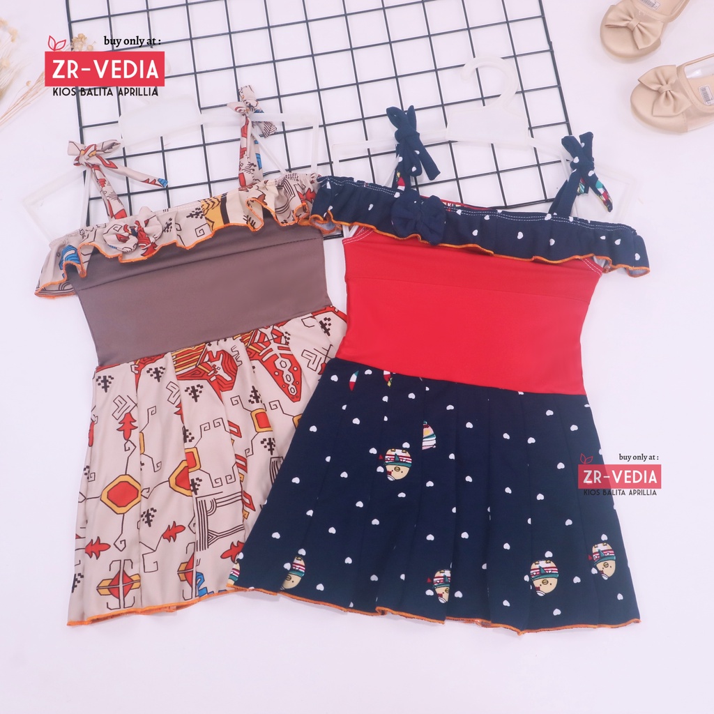 Dress Moza uk Bayi 3-12 Bulan / Dres Kensi Tanktop Baju Anak Perempuan Cewek Gaun Import Adem Murah