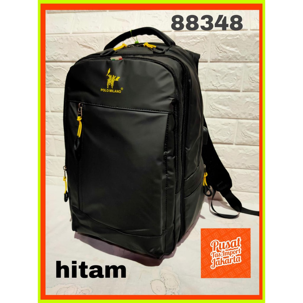 TAS PUNGGUNG PRIA POLO MILANO 88348 - TAS RANSEL TRENDY + FREE USB - RANSEL ANTI AIR - TAS MURAH