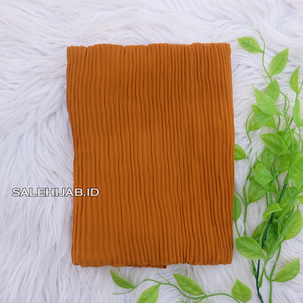 PASHMINA FULL  PLISKET LIDI CERUTY PLEATED || HIJAB PASHMINA CERUTI FULL PLISKET TANPA GARIS TENGAH-GOLD