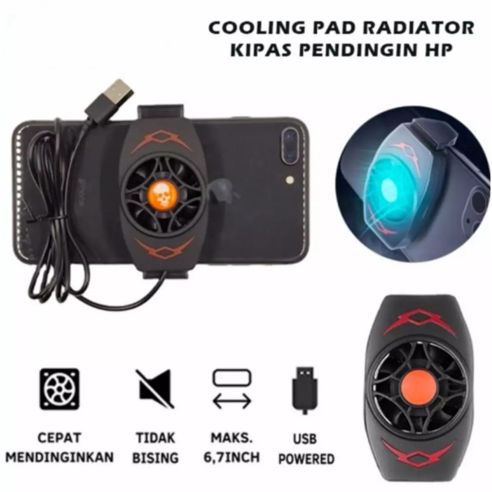 Kipas Pendingin HP Smartphone Cooling Fan USB Handphone Mobile Radiator X13-Cooling Pad HP Gamepad-Gaming Smartphone Mobile Radiator X3-Kipas Pendingin Handphone Fan Holder Radiator USB Portable