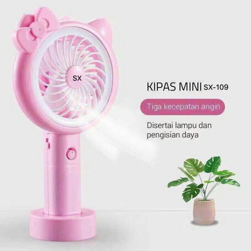 Kipas angin mini Fan portable Kipas SX-109 disertai Lampu dan pengisian daya Kipas Angin mini Fan