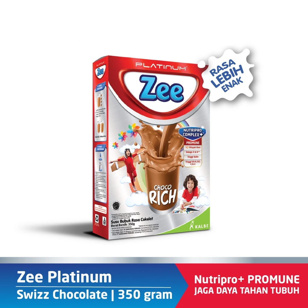 ZEE Platinum Choco Rich 350gr Susu Pertumbuhan Anak 3-12 Tahun