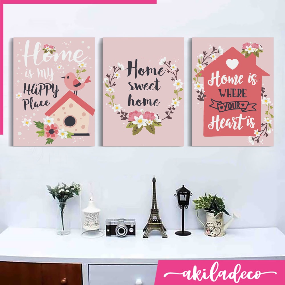 Hiasan Dinding Kayu Aesthetic Dekorasi Ruang Tamu Moderen Wall decor Motif Home Sweet Home