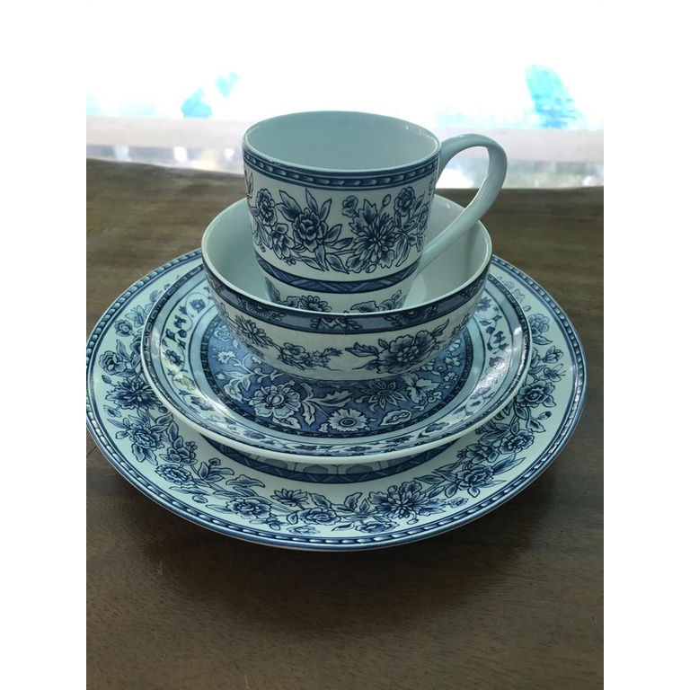 SET 16 PIRING SANGO KERAMIK MOTIF BUNGA