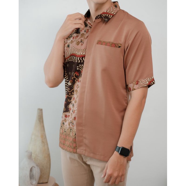 Baju Atasan rafa Yumna Kemeja Batik varian Mauve Coklat