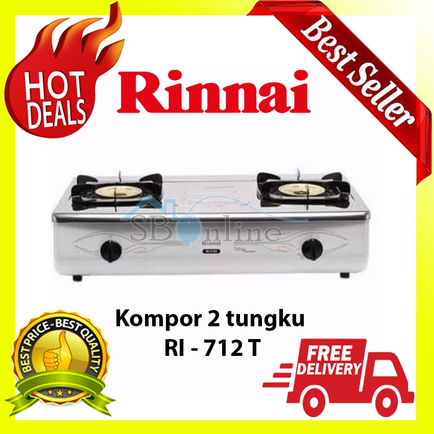 Kompor Gas 2 Tungku RINNAI - Kompor Portable 2 Tungku - RI 712 T