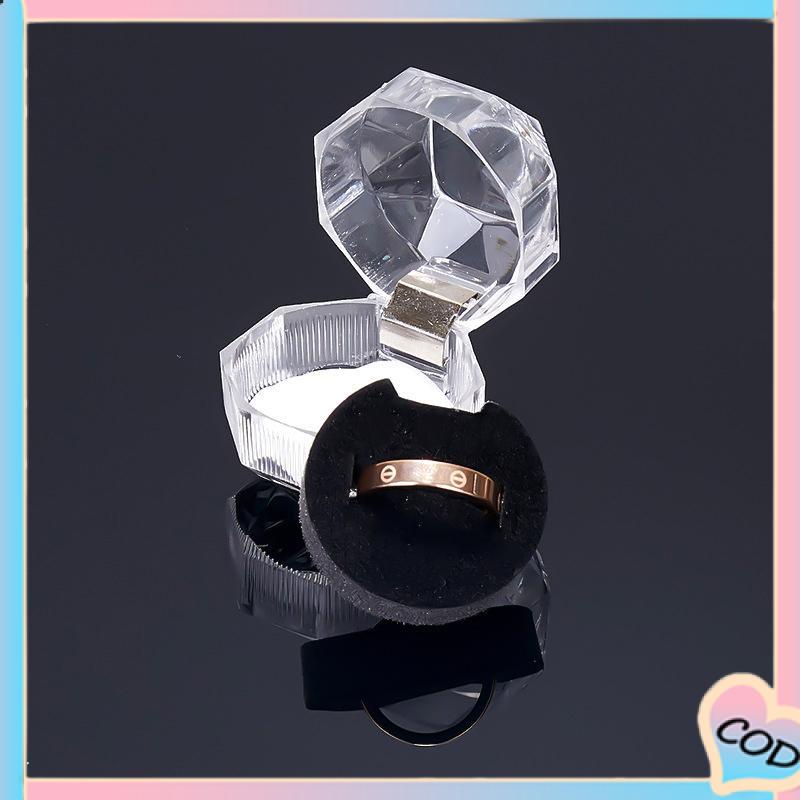 COD❤️ Kotak Cincin Mini Kotak Perhiasan Plastik Stud Earrings Cincin Kalung Perhiasan Kotak Kemasan Kotak Display-A.one