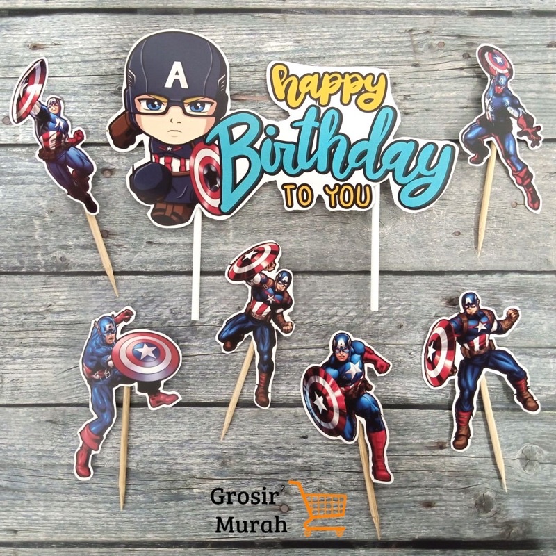 Cake Topper Captain America/Topper Cake Captain America