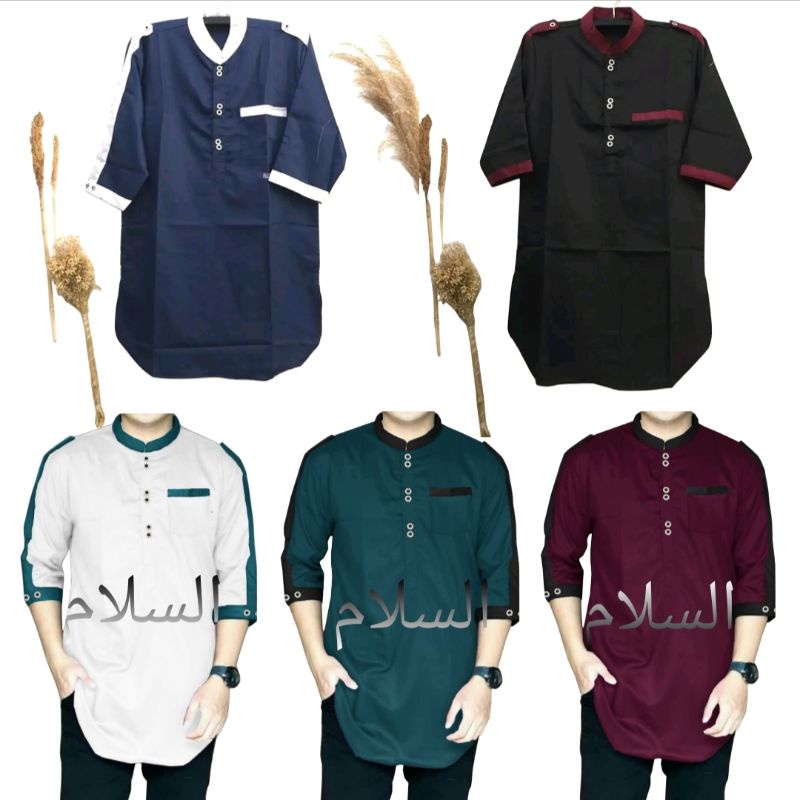 Baju Koko kurta Zipper 3/4 Koko kurta zaka pria dewasa lengan 3/4 Matt toyobo premium