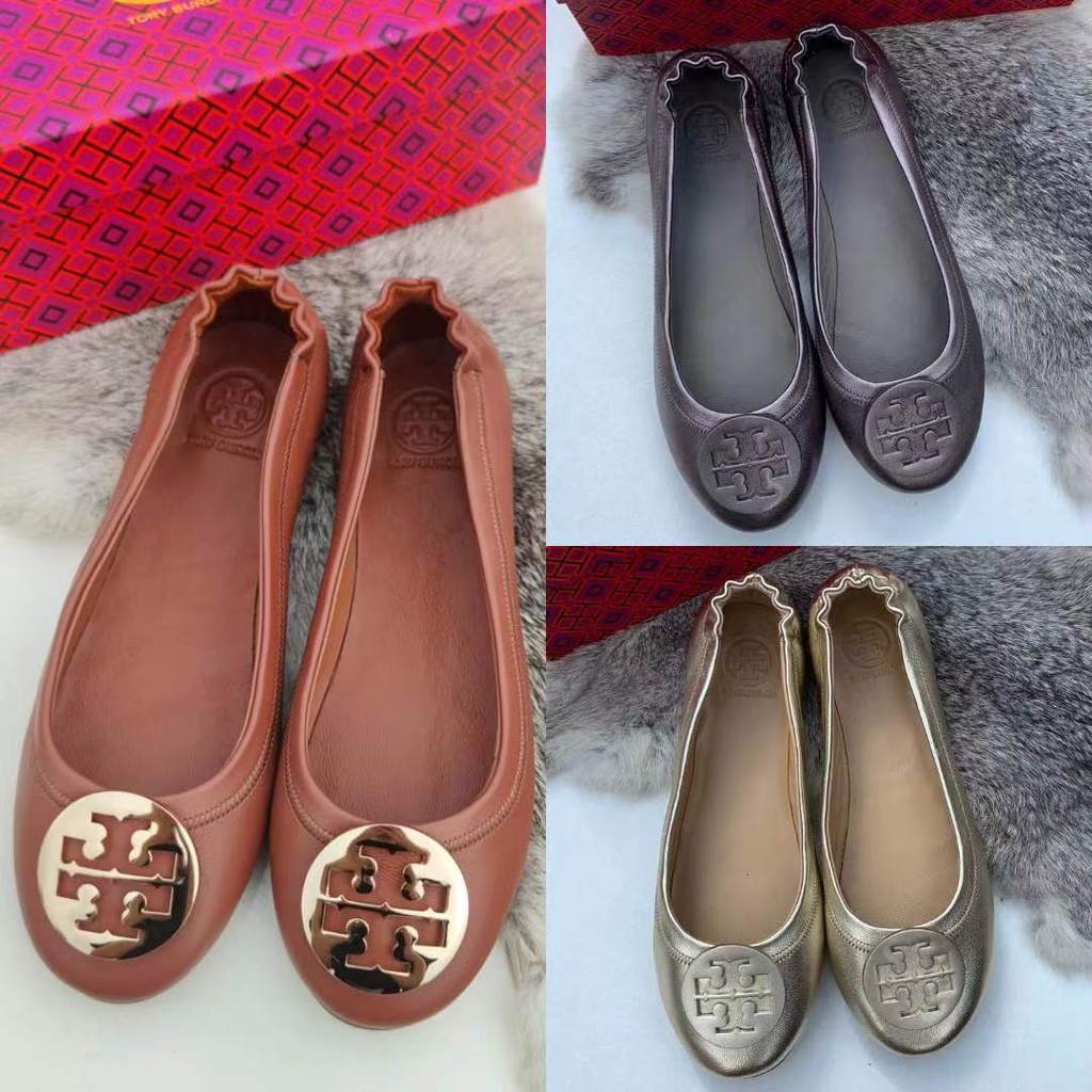 [Instant/Same Day] STB02  TORYBURCH Ori TB Sheepskin ladies flat shoes flat shoes  xie