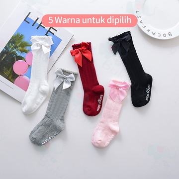 IMPORT!! BULUARY KAOS KAKI BAYI PANJANG DAN PITA KAOS KAKI ANAK ANAK PEREMPUAN ANTI SLIP KAOS KAKI BAYI PEREMPUAN / KAOS KAKI PITA ANAK BAYI CANTIK