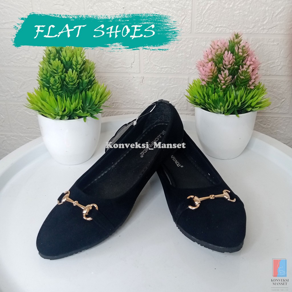 SEPATU WANITA FLATSHOES DAFODI BP3.138/BLACK PANDA MURAH BISA COD