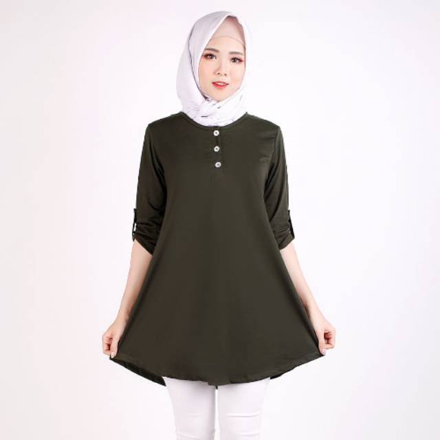 ATASAN WANITA BUSUI FRIENDLY KAOS FASHION JUMBO POLOS IBU-IBU KEKINIAN LENGAN 7/8 XLL (053 tgn 3/4)