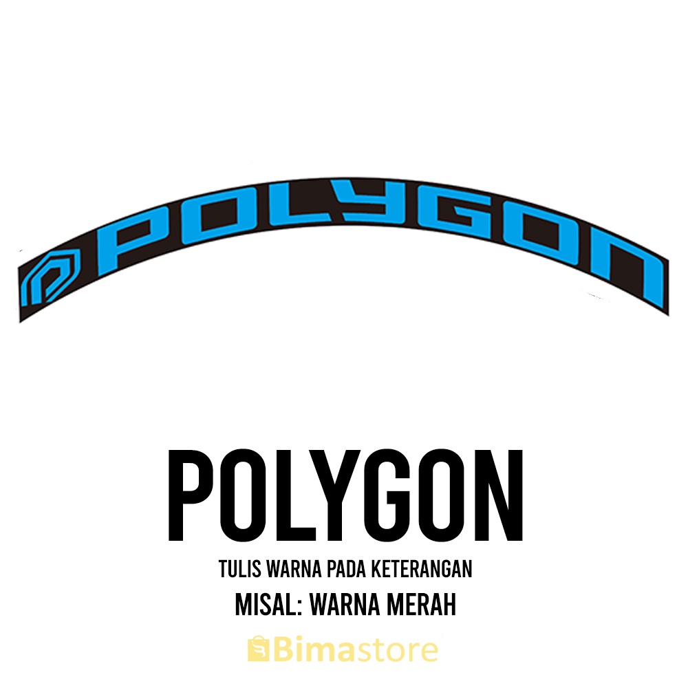 Sticker Decal Rims Sepeda POLYGON | Lebar 1 - 3 cm | Diameter 16", 18", 20", 24", 27.5", 29", 700c |