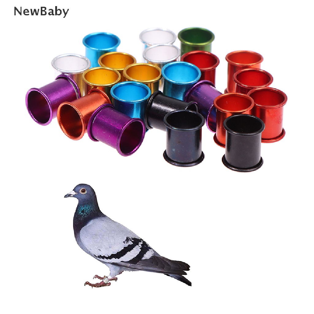 Newbaby 100pcs ring Kaki Burung Merpati diameter Dalam 8mm Panjang 10mm Bahan Aluminum