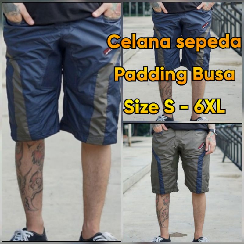 Celana Sepeda Gowes Padding Pria Anti Air Quickdry Waterproof Big Size Jumbo Xxxl Tidak Ketat Jersey
