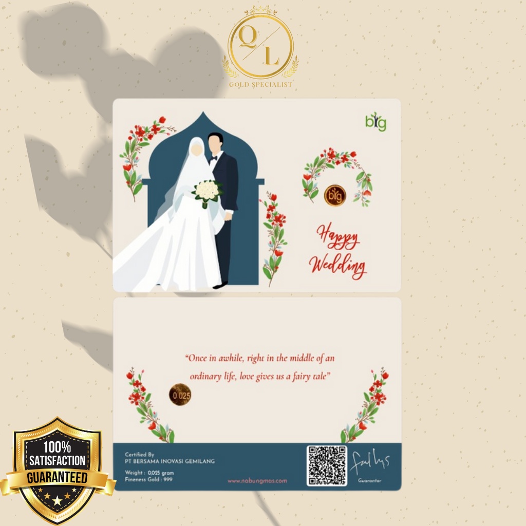 Logam Mulia LM Emas Mini Emasin BIG Gold Minigold 24K Gift - Wedding Series, 0,025 0,05 0,10 | 0.025