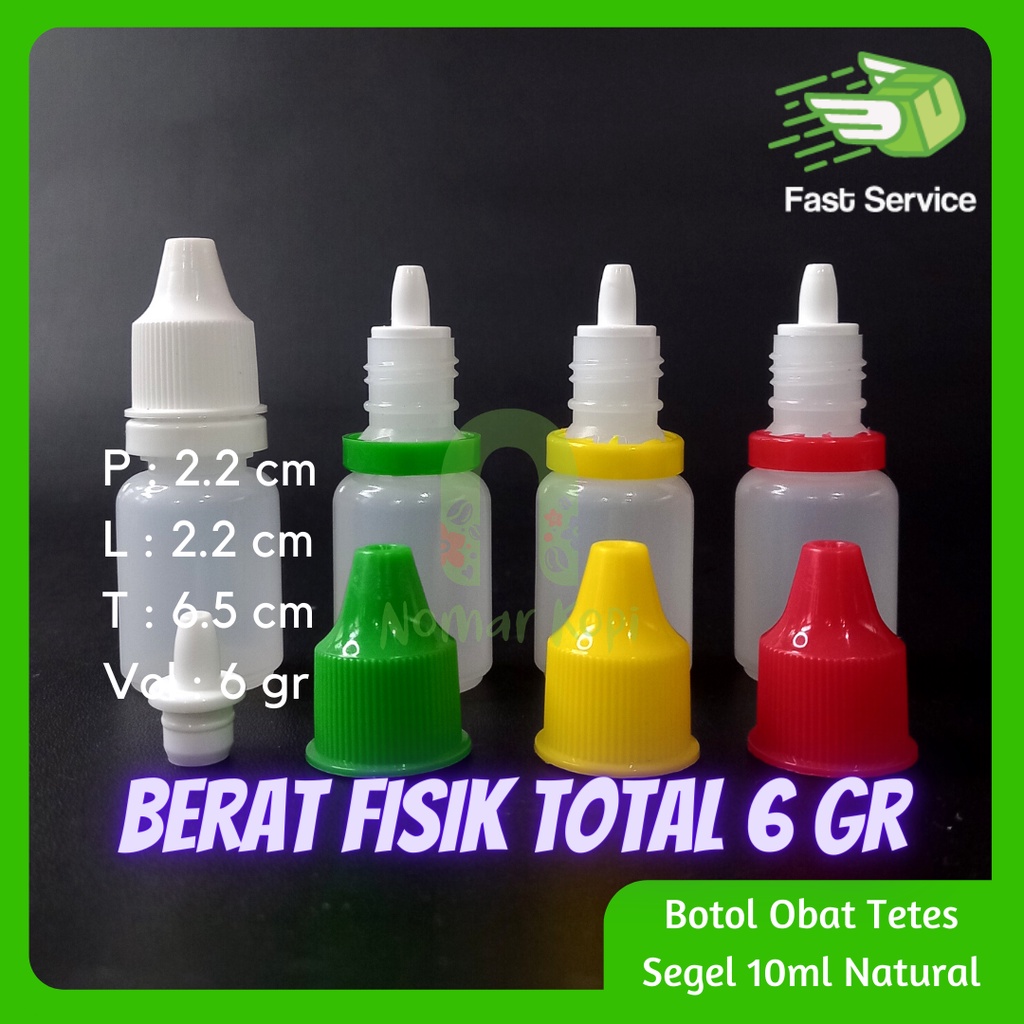 Botol Tetes 10ml Clear Tutup Segel Plug Tebal Murah