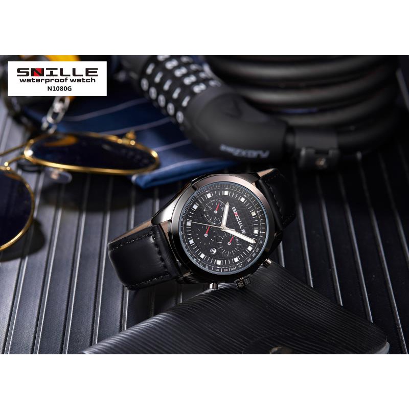 Snille Jam Tangan Kulit Pria Original Asli Anti Air Waterproof 1080