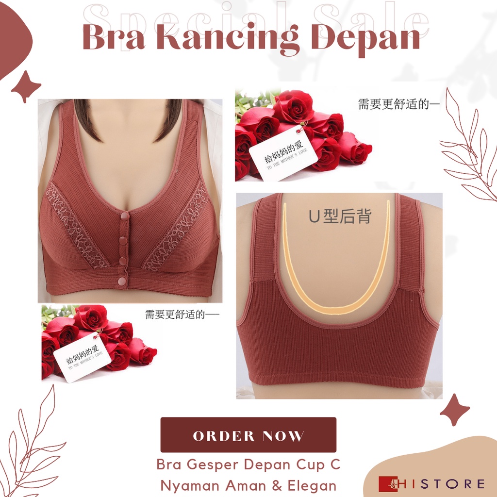 [HI] Bra Seamless Push Up Nirkabel Gesper Depan 2088 Wanita Paruh Baya dan Tua