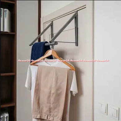 Krisbow Garment Rack Rak Gantungan Pakaian Baju Tas Belakang Pintu Extendable Grey Hangers Kris Bow 