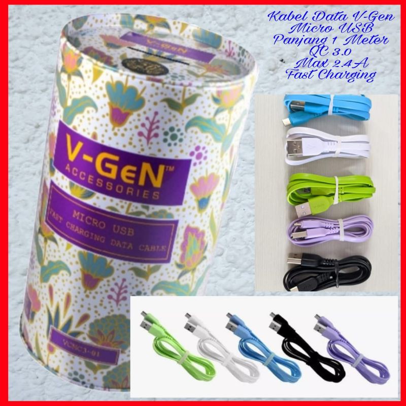 V-Gen Kabel Data Micro USB 1m Fash Charging 2.4A QC 3.0