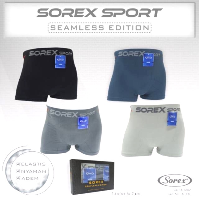 CD pria | Celana Dalam Boxer Pria SOREX-MAN M3802 Bahan Rajut/Spandex isi 2pcs