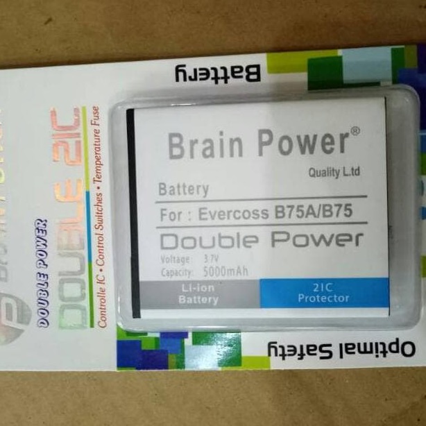 Double Power Battery Batere Batre Baterai Brain Power Evercoss B75 Elevate Y3 Plus B75A Winner Y3