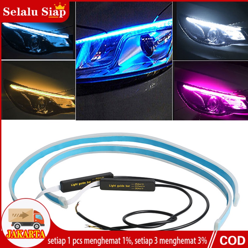 2PCS Lampu LED Alis Tempel DRL 60CM  Mobil Motor Sein Running Flexible Sen Rem Mundur