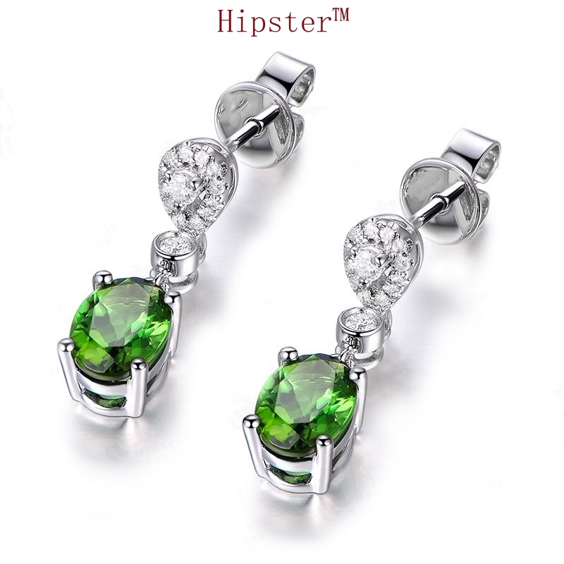 Hot Temperament Entry Lux Diamond Retro Green Crystal Earrings