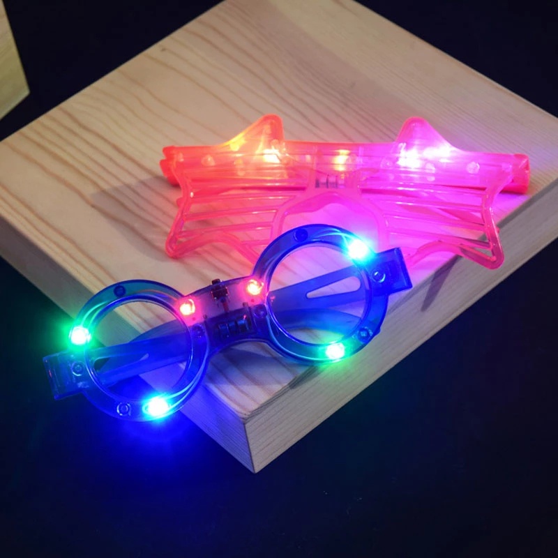 1 Pair Christmas Random Vintage Punk LED Plastic Party Luminous Eyeglasses /  KTV Bar Festival Supplies glowing cosplay Glasses