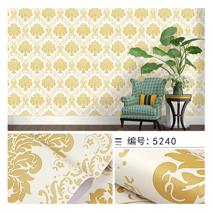 Wallpaper Dinding Motif Batik Gold