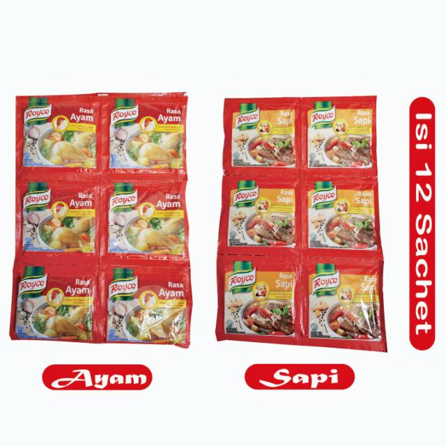 Penyedap Rasa Royco / Royko Ayam / Sapi - Isi 12 Sachet